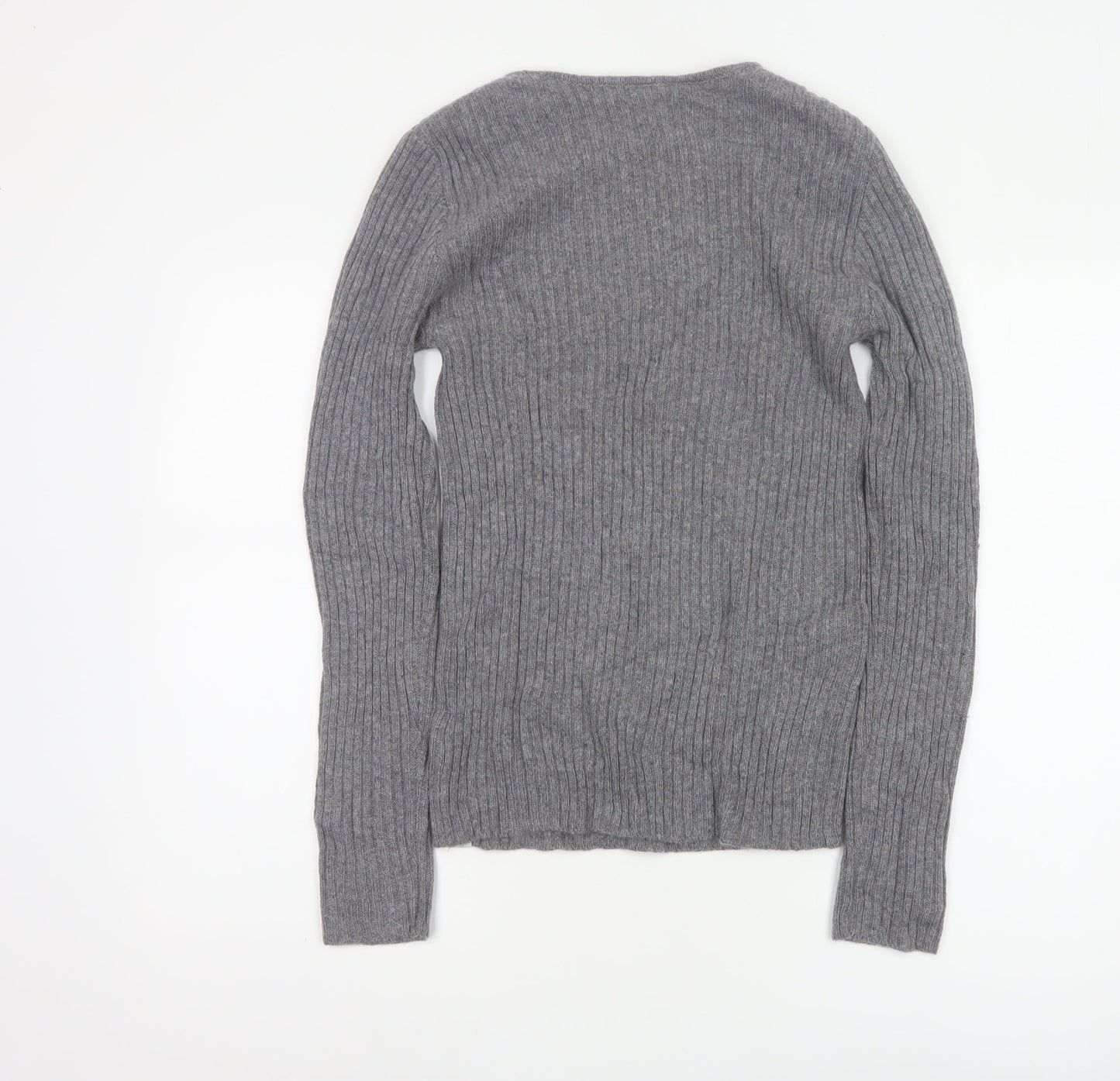 Komodo Women Grey Size 2 100% Cashmere Rib Knit Pullover Jumper