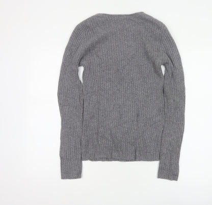 Komodo Women Grey Size 2 100% Cashmere Rib Knit Pullover Jumper