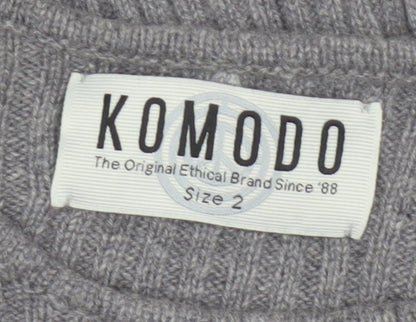Komodo Women Grey Size 2 100% Cashmere Rib Knit Pullover Jumper