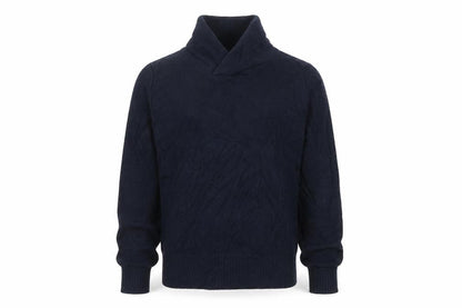 H&M LOGG Men’s Blue M Cable Knit Shawl Collar Cotton Jumper