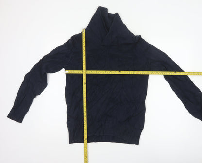 H&M LOGG Men’s Blue M Cable Knit Shawl Collar Cotton Jumper