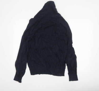 H&M LOGG Men’s Blue M Cable Knit Shawl Collar Cotton Jumper