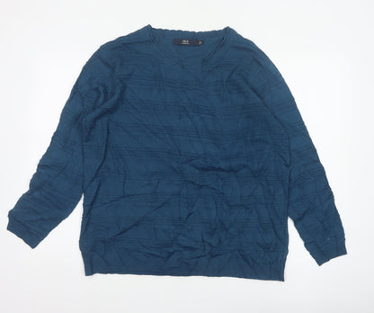 Isle Essentials Women’s Blue Size 24 Textured Knit Pullover Jumper