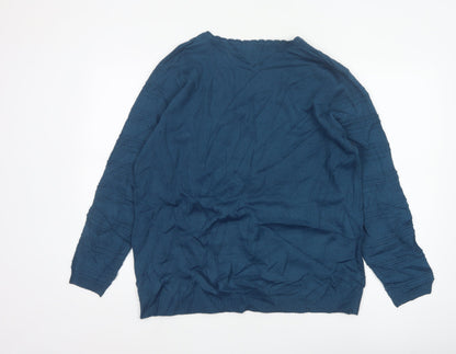 Isle Essentials Women’s Blue Size 24 Textured Knit Pullover Jumper