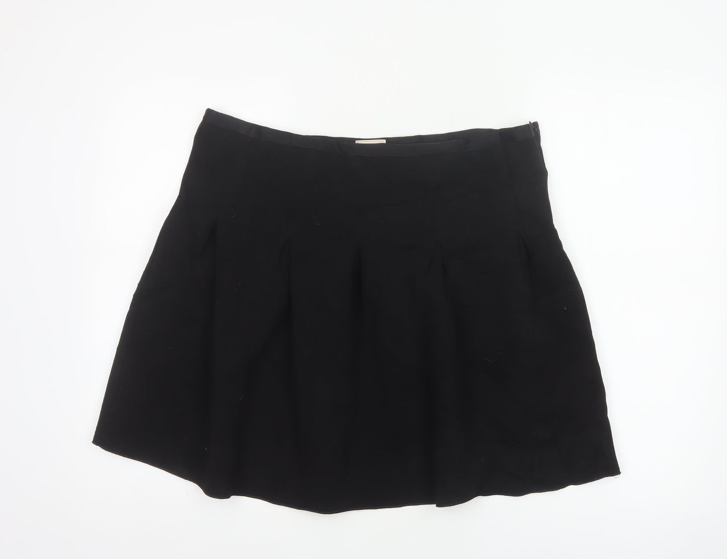 Gap Women Black XL Pleated Flare Short Skater Skirt