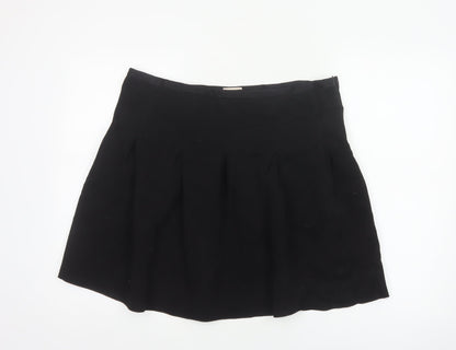 Gap Women Black XL Pleated Flare Short Skater Skirt