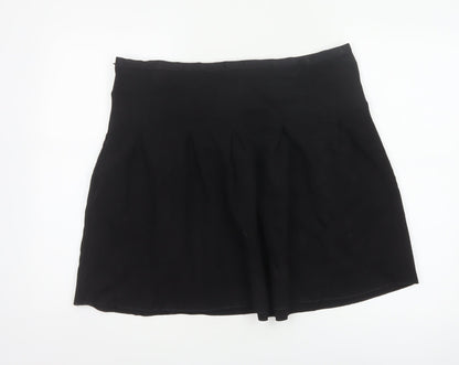 Gap Women Black XL Pleated Flare Short Skater Skirt