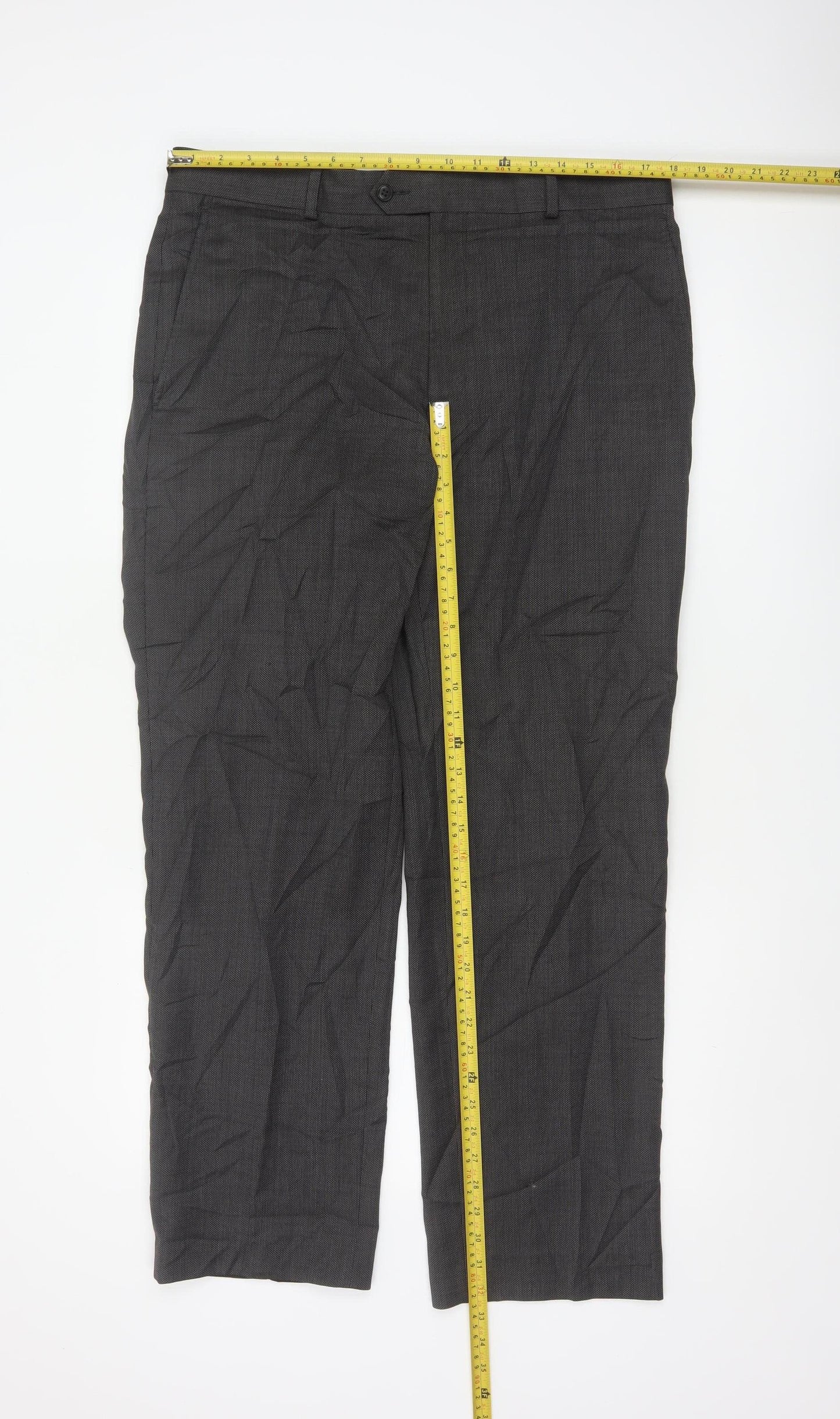 John Lewis Men’s Grey 36R Pure Wool Straight Dress Trousers