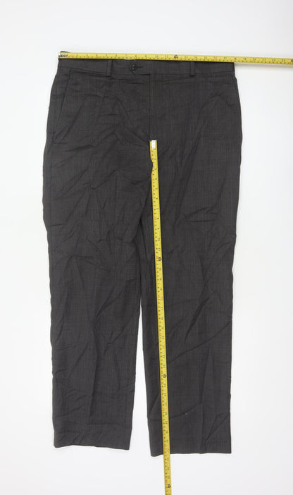 John Lewis Men’s Grey 36R Pure Wool Straight Dress Trousers
