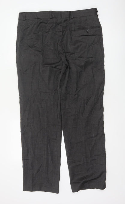 John Lewis Men’s Grey 36R Pure Wool Straight Dress Trousers