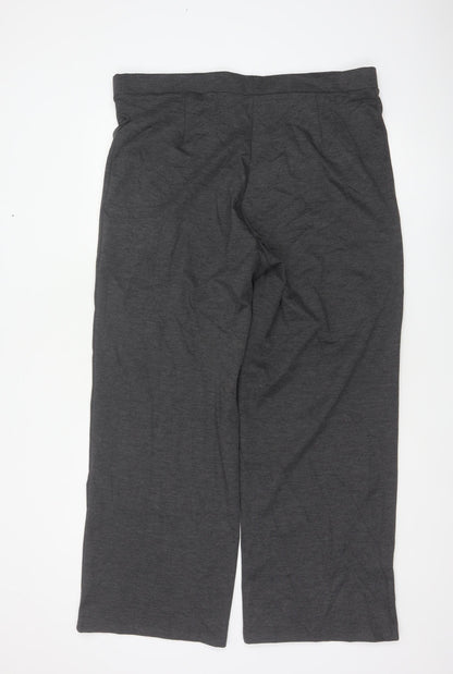 H&M Women Grey UK 18 Wide-Leg Sailor Button Trousers