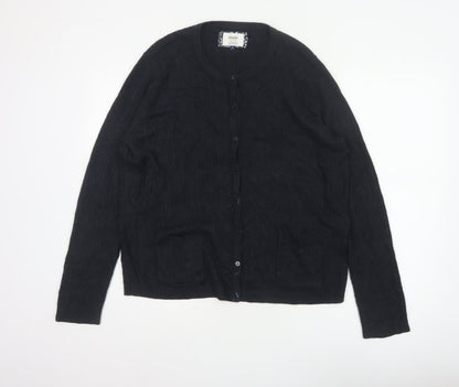 Maine Women’s Black Size 20 Cable Knit Button Cardigan with Pockets