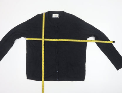 Maine Women’s Black Size 20 Cable Knit Button Cardigan with Pockets