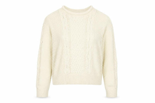 Whistles Women Ivory L Cable Knit Crew Neck Relaxed Jumper