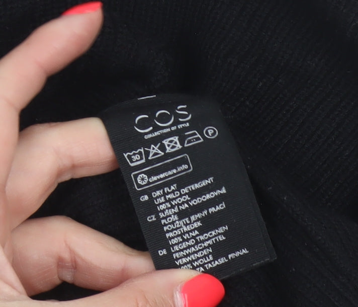 COS Women Black Wool Hooded Short Sleeve Knit Jumper Size S