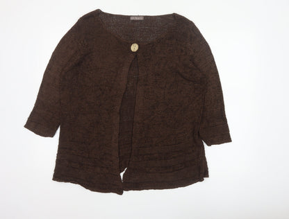 Marks & Spencer Women Brown UK 16 Open Knit Button Cardigan