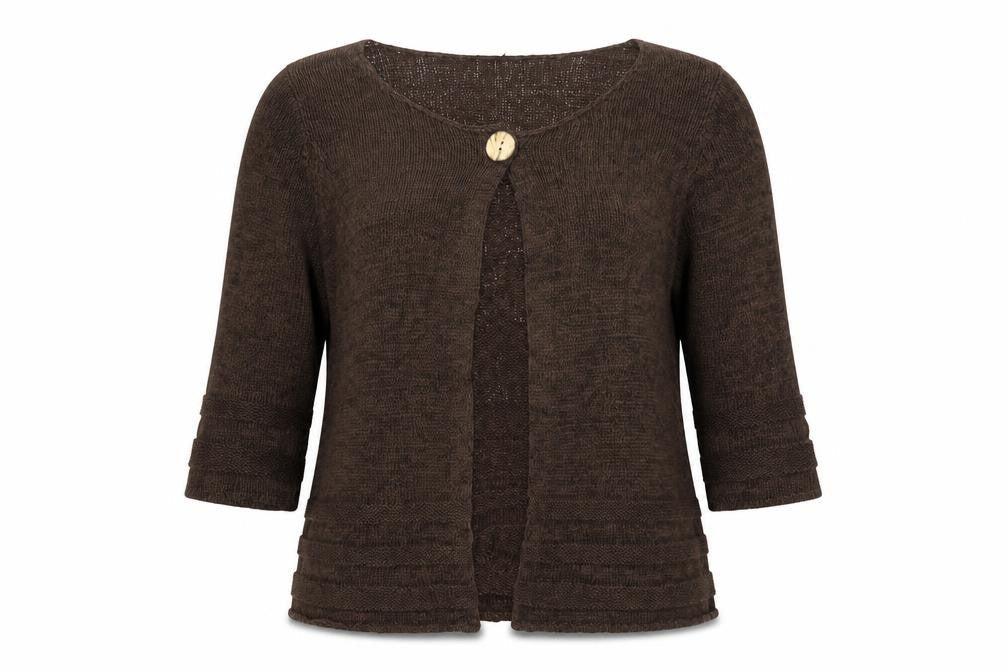 Marks & Spencer Women Brown UK 16 Open Knit Button Cardigan