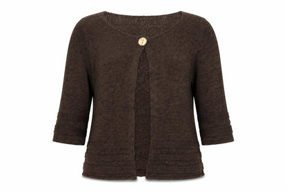 Marks & Spencer Women Brown UK 16 Open Knit Button Cardigan