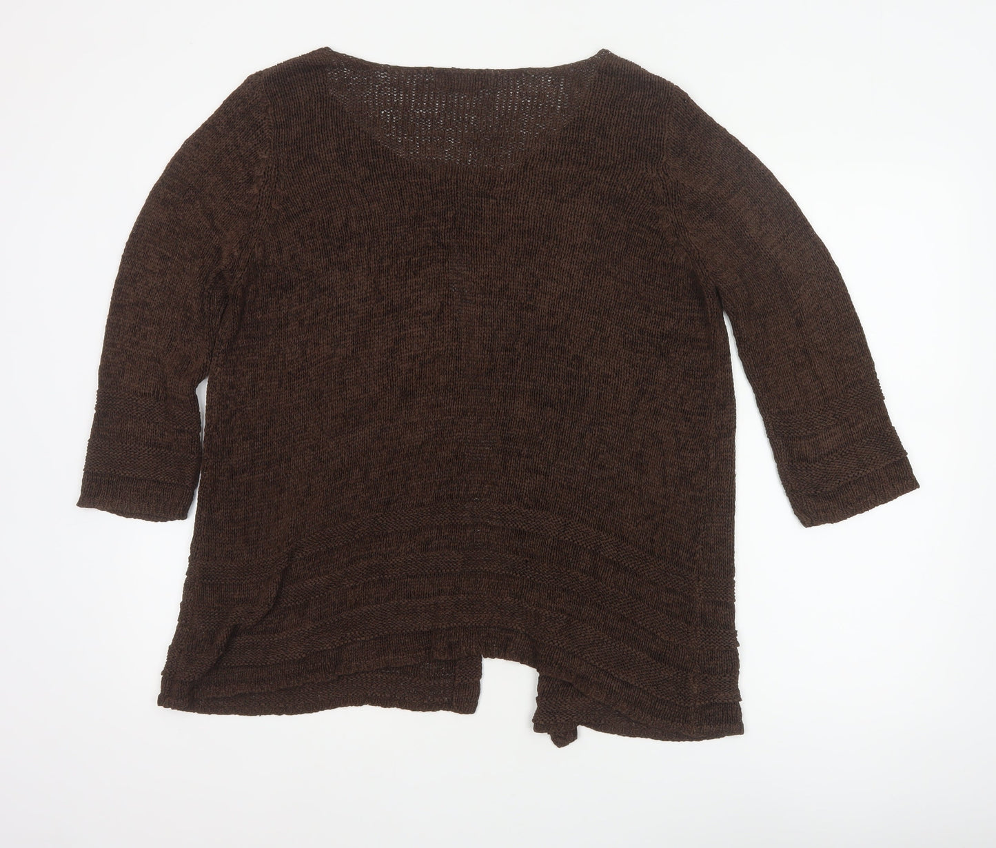Marks & Spencer Women Brown UK 16 Open Knit Button Cardigan