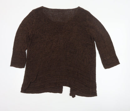 Marks & Spencer Women Brown UK 16 Open Knit Button Cardigan
