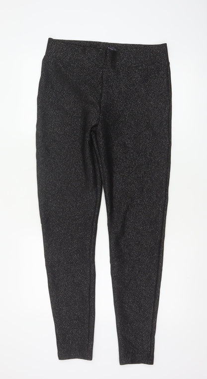 M&S Women’s Black Sparkle Slim Trousers UK 12 Long Stretch