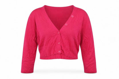 Marks & Spencer Women Pink UK 14 V-Neck Button Knit Cardigan