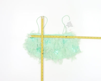 ASOS Edition Women Green UK 6 Cropped Sequin Ruffle Strappy Tank Top