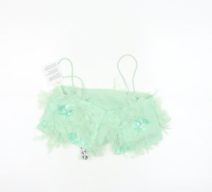 ASOS Edition Women Green UK 6 Cropped Sequin Ruffle Strappy Tank Top
