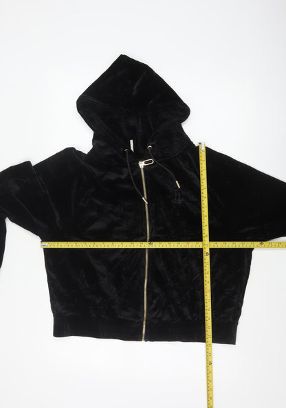 River Island Plus Women’s Black Velvet Full Zip Hoodie UK 18
