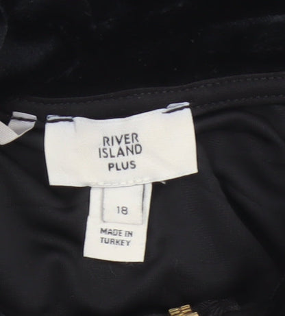 River Island Plus Women’s Black Velvet Full Zip Hoodie UK 18