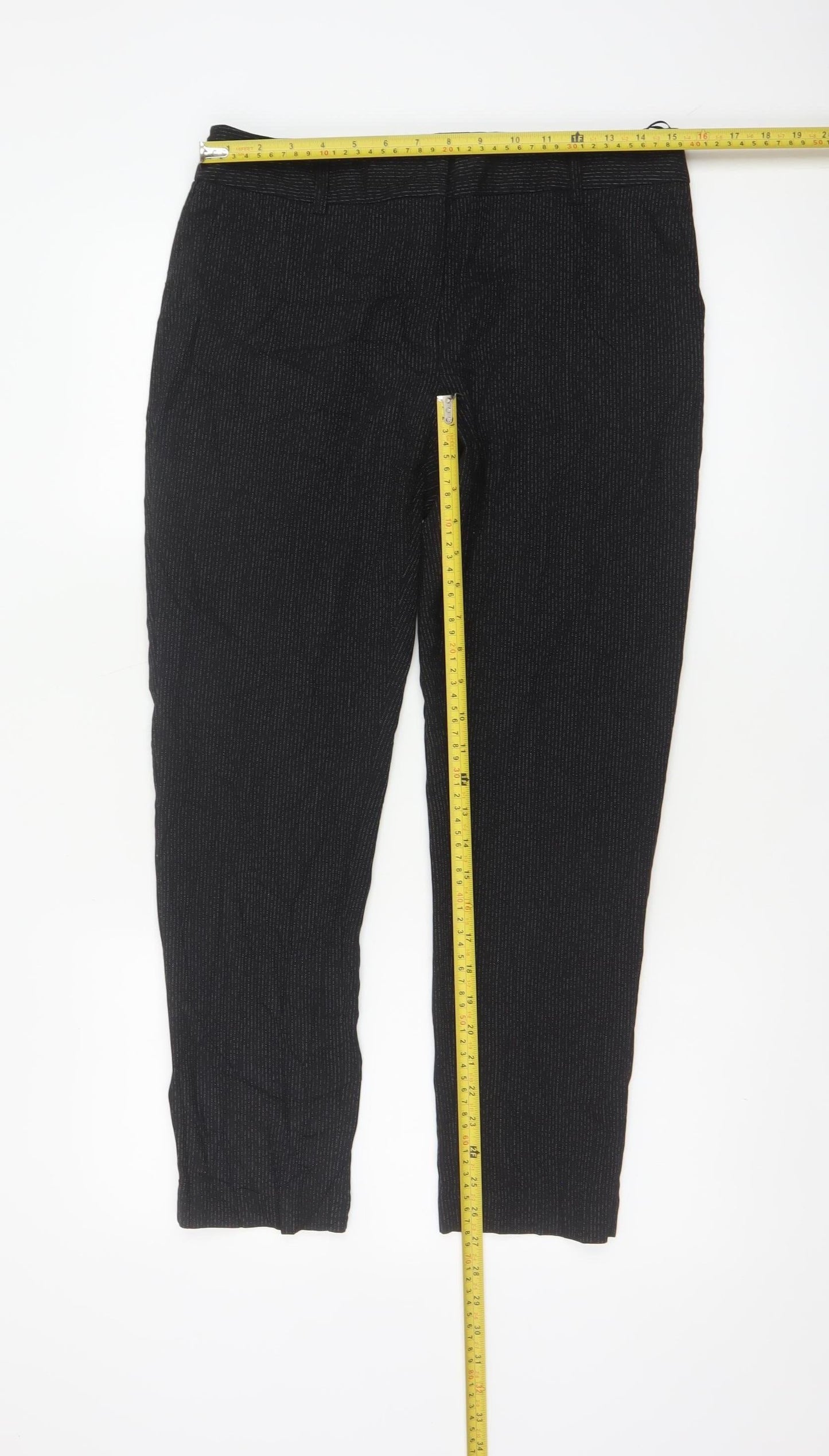Next Women’s Black Pinstripe Slim Tapered Work Trousers UK 10