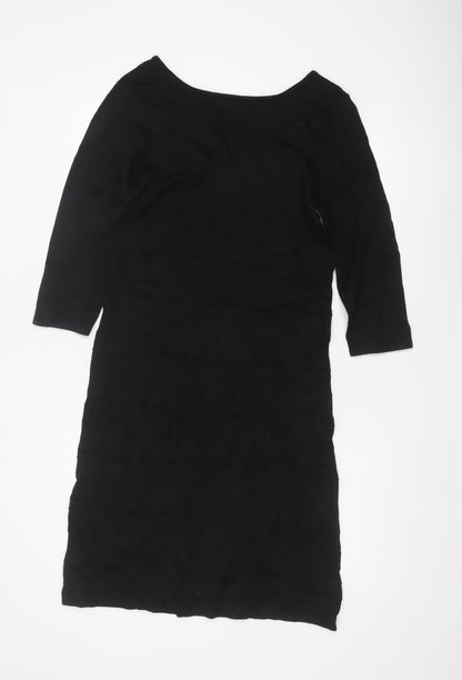 Gestuz Women Black M Knee Length Sheath Knit 3/4 Sleeve Dress