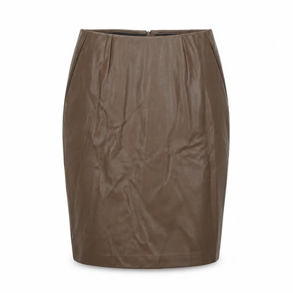 Marks & Spencer Women Brown UK 8 Faux Leather Pencil Knee Skirt
