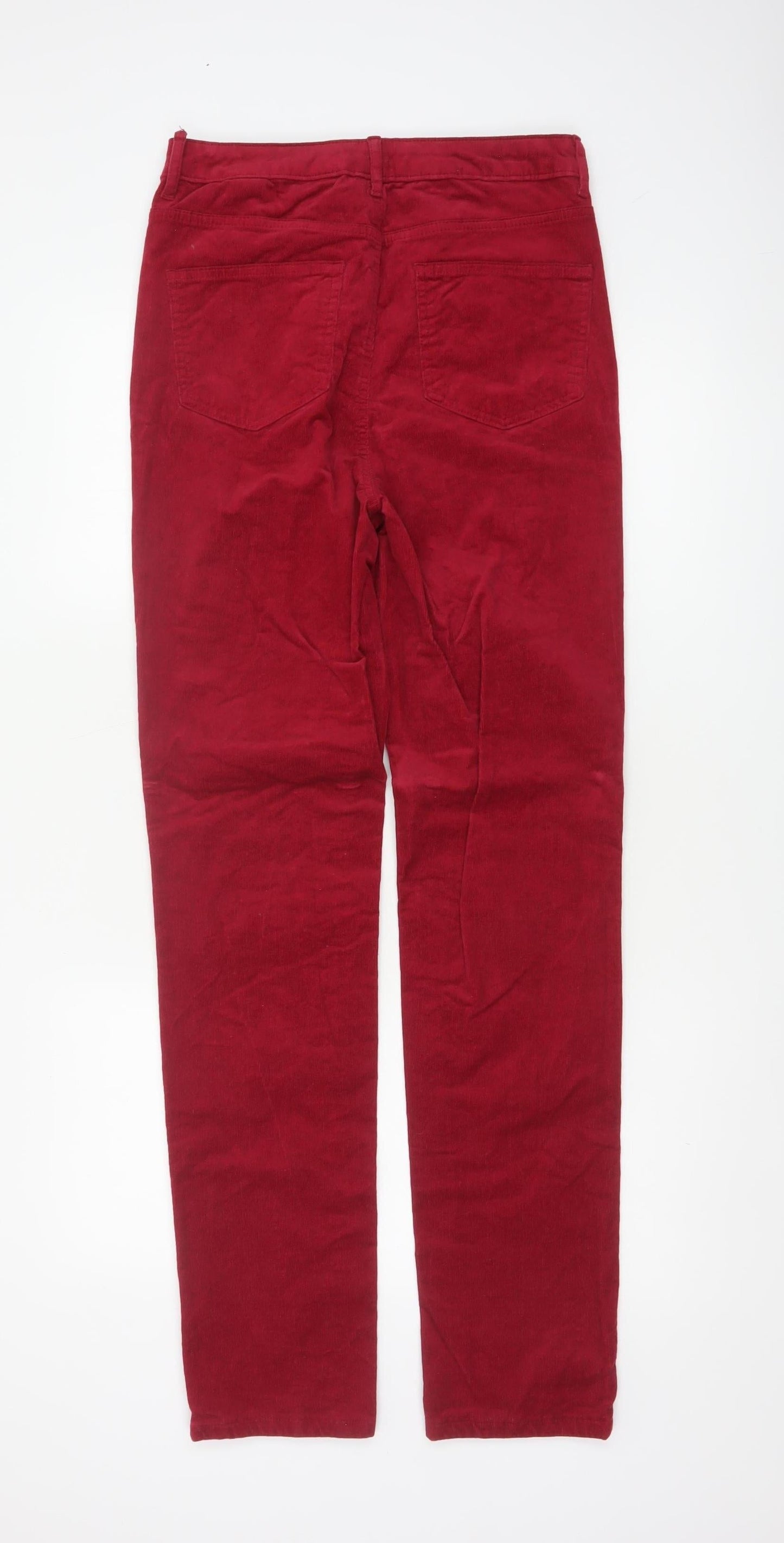 Marks and Spencer Women Red Corduroy Straight Trousers UK 10