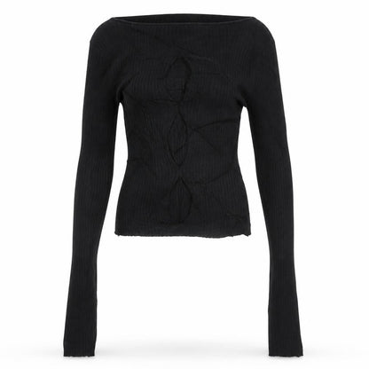 The Ragged Priest Women Black S Ribbed Boat Neck Knit Jumper