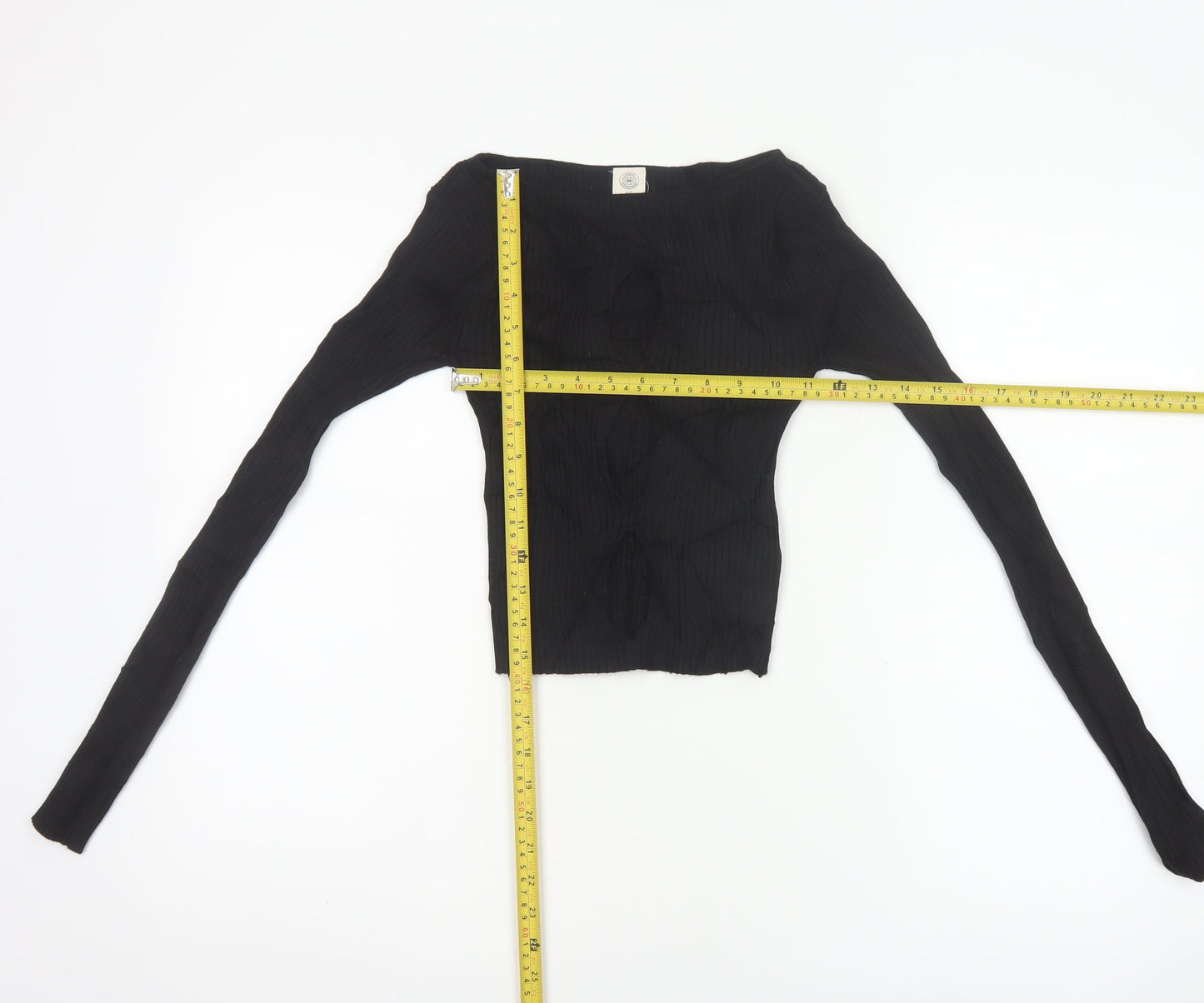 The Ragged Priest Women Black S Ribbed Boat Neck Knit Jumper