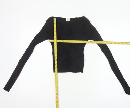 The Ragged Priest Women Black S Ribbed Boat Neck Knit Jumper