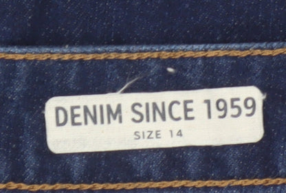 Marks and Spencer Women Blue Size 14 Denim Mini Straight Pencil Button Skirt