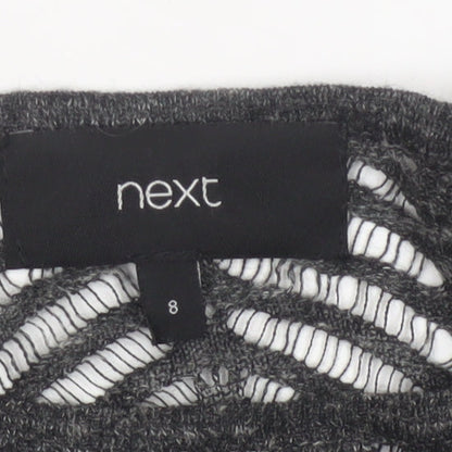 Next Women’s Grey Size 8 Open-Knit Geometric 3/4 Sleeve Jumper