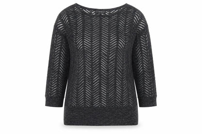 Next Women’s Grey Size 8 Open-Knit Geometric 3/4 Sleeve Jumper