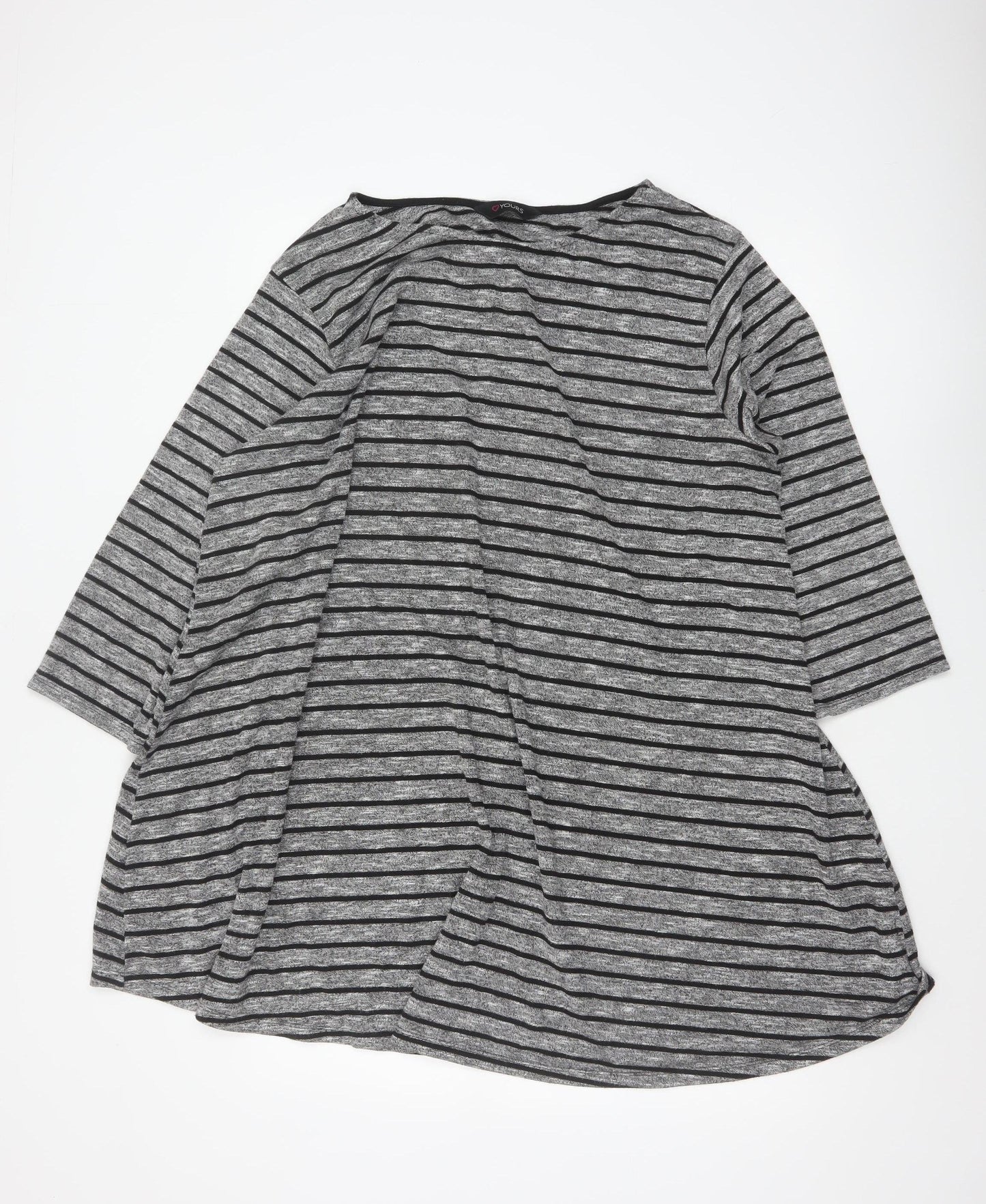 Yours Women Grey Black Striped Plus Size 22 Relaxed Jersey Tunic Top