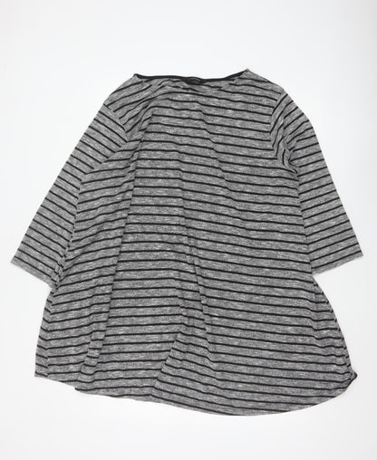 Yours Women Grey Black Striped Plus Size 22 Relaxed Jersey Tunic Top