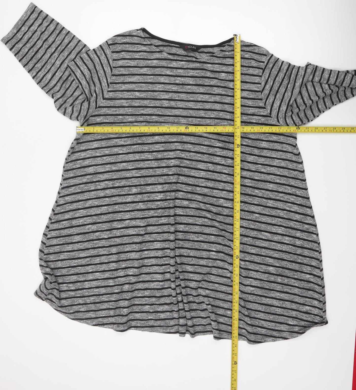 Yours Women Grey Black Striped Plus Size 22 Relaxed Jersey Tunic Top