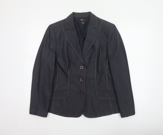 Additional front view of Oscar B. Women’s Black, size UK 14, Tailored 3 Button Blazer Jacket