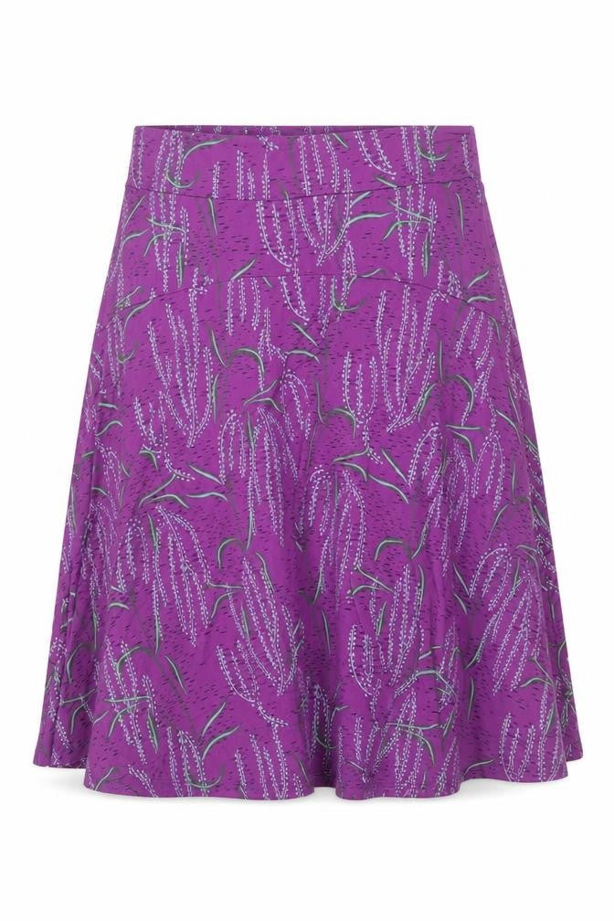 White Stuff Women Purple Floral A-Line Knee Skirt UK 12 Viscose