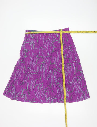 White Stuff Women Purple Floral A-Line Knee Skirt UK 12 Viscose