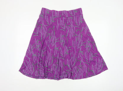 White Stuff Women Purple Floral A-Line Knee Skirt UK 12 Viscose