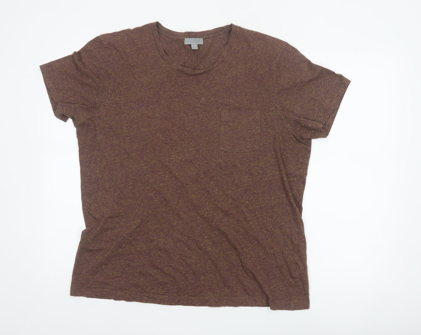COS Women’s Brown Marl Cotton Pocket T-Shirt UK 14 Relaxed Basic
