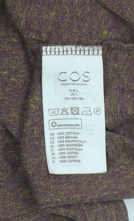 COS Women’s Brown Marl Cotton Pocket T-Shirt UK 14 Relaxed Basic