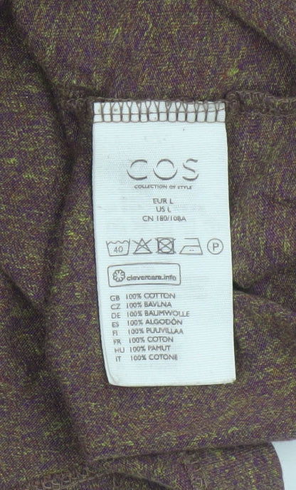 COS Women’s Brown Marl Cotton Pocket T-Shirt UK 14 Relaxed Basic